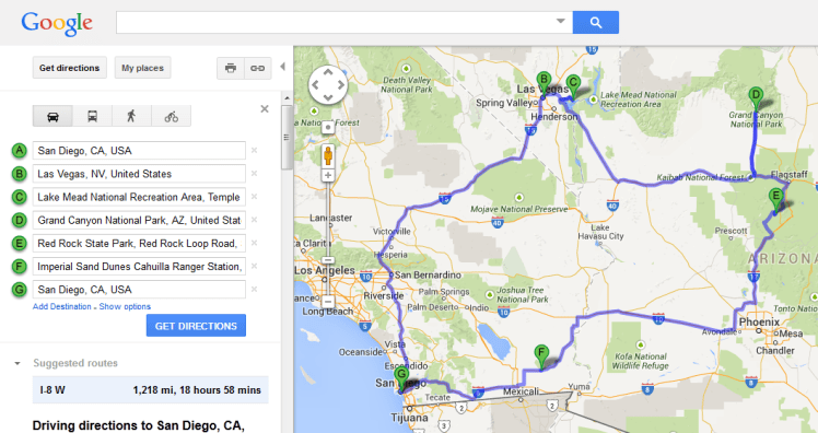 West Coast Road Trip Map